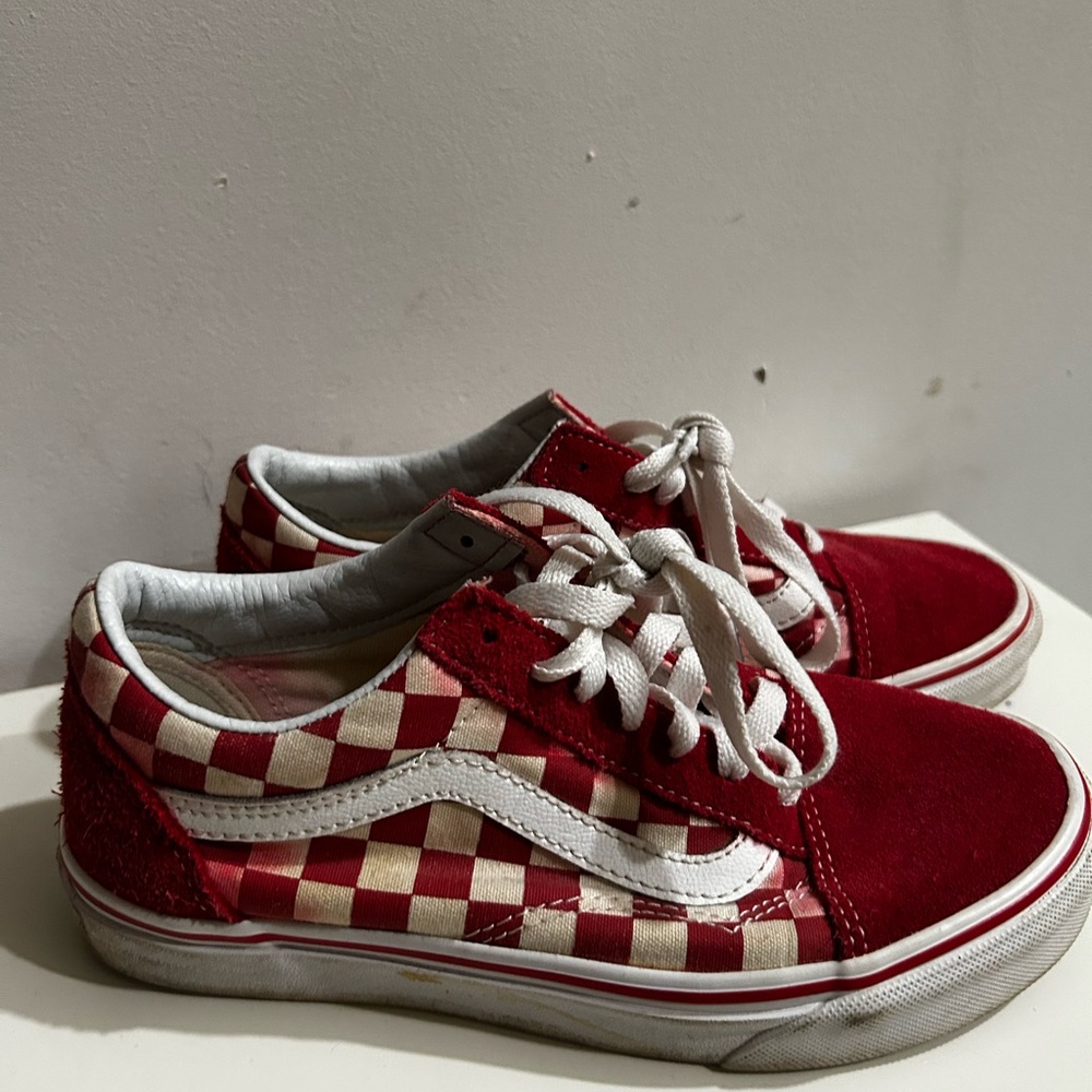 Vans Red and White Checkered Sneakers